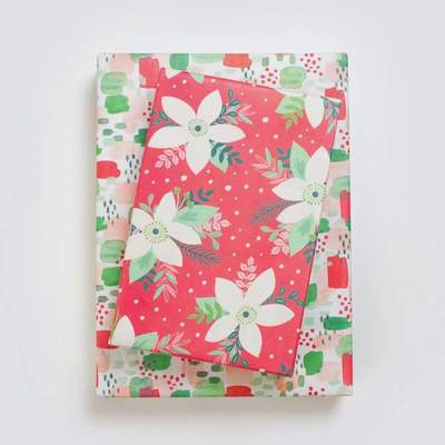 Pretty Poinsettia • Double-sided Eco Wrapping Paper •Holiday