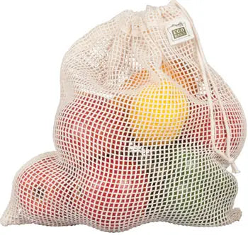 ECOBAGS Organic Mesh Drawstring Bag Set of 3 - Medium