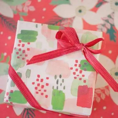 Pretty Poinsettia • Double-sided Eco Wrapping Paper •Holiday